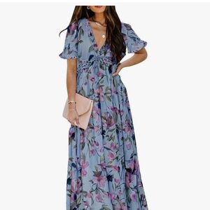 Floral Blue Maxi Dress